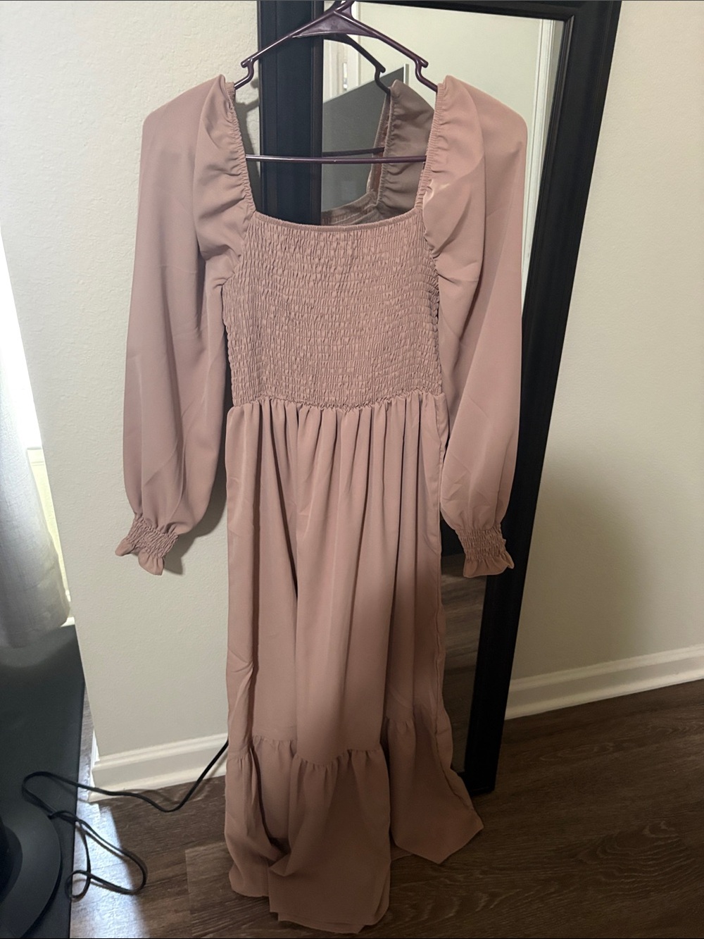 SHEIN Dusty Rose Smocked Bodice Maxi Dress